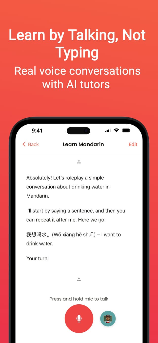 Learn by talking, not typing — real voice conversations with AI tutors